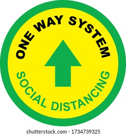 One Way System Shop Floor Sign For Coronavirus Covid 19 Social Distancing Quarantine Measures In Shops, Commercial Premises, Outdoor Spaces Etc