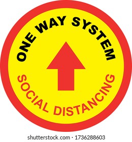 One Way System Shop Floor Sign for Coronavirus Covid 19 Social Distancing Quarantine Measures in Shops, Commercial Premises, Outdoor Spaces etc