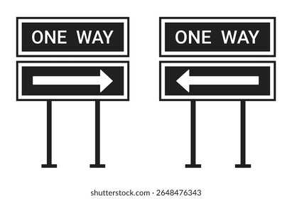 One way traffic direction sign illustration
