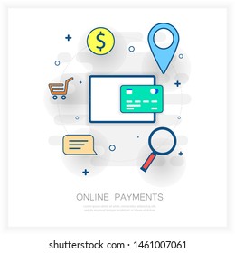 One ways to pay online with gadgets. All of this is depicted in the form of 1 window on a white background.