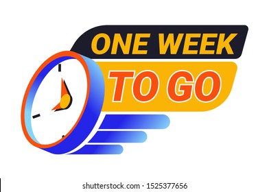 One Week To Go Countdown To The Special Event Ad Banner Template With Clocks Icon, Season Sale And Limited Time Discount Reminder, Showing Remaining Time Left, Vector Illustration On White Background