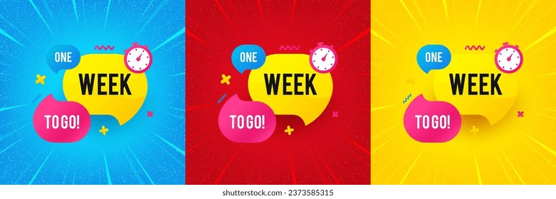 One week offer bubble banner. Sunburst offer banner, flyer or poster. Discount sticker shape. Special offer icon. One week promo event banner. Starburst pop art coupon. Special deal. Vector