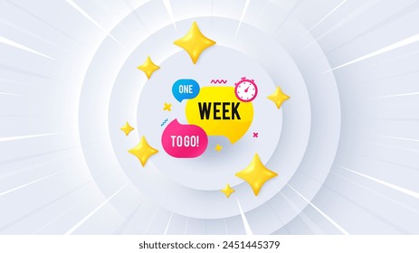 One week offer bubble banner. Neumorphic offer 3d banner, coupon. Discount sticker shape. Special offer icon. One week promo event background. Sunburst banner, flyer or poster. Vector