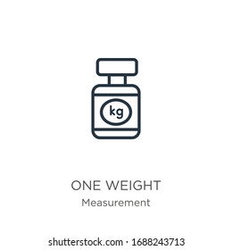One weight icon. Thin linear one weight outline icon isolated on white background from measurement collection. Line vector sign, symbol for web and mobile