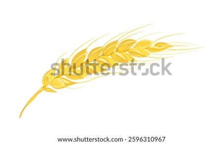 One wheat ear isolated on white background. Vector cartoon flat illustration. 