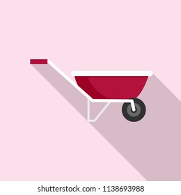 One wheel barrow icon. Flat illustration of one wheel barrow vector icon for web design