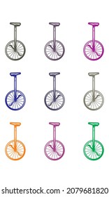 One Wheel Bicycle. Mono Cycle Vector Illustration. Unicycle Icon In Flat Style Isolated On White Background
