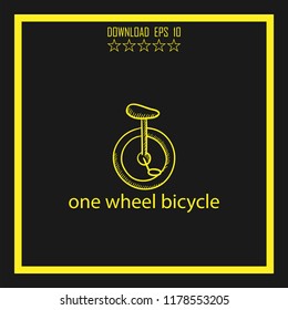 one wheel bicycle sketch vector icon