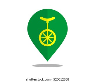 one wheel icon marker pin path image vector icon logo