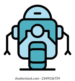 One wheel robot icon outline vector. Future android. Ai space color flat