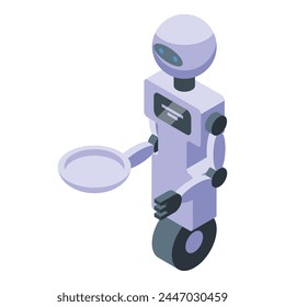 One wheel robot waiter icon isometric vector. Room ai chef. Tech order tray
