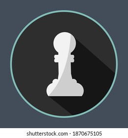 one white chess pawn game isolated flat design icon. single piece of checkmate symbol vector cartoon illustration. strategy game sign concept. classic modern sport for business. leadership figure art