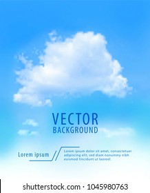 One white cloud in the blue sky. Vector background