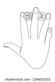 One white continuous line drawing hand with dice. Thin Line Illustration vector concept on black background. Contour Drawing Creative ideas.