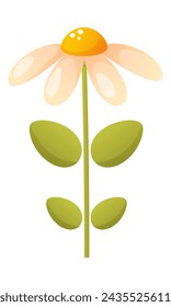One white delicate chamomile flower. Spring, summer flowering, floral design, garden ornamental plant. Flower vector clipart suitable for stickers, scrapbooking, cards, poster, banner.