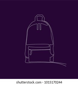 One white line hand draw of bag on beautiful violet background.