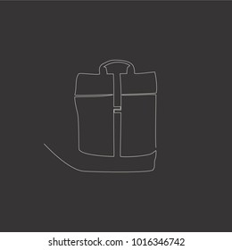 One white line hand draw of bag on green background