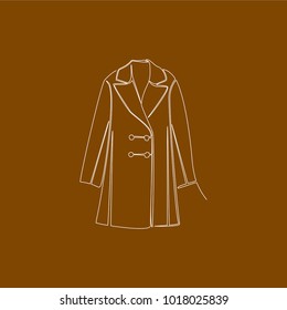 One white line hand draw of coat on brown background