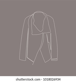 One white line hand draw of women jacket on gray background