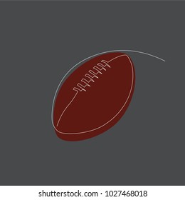 One white line hand draw of rugby ball on gray background