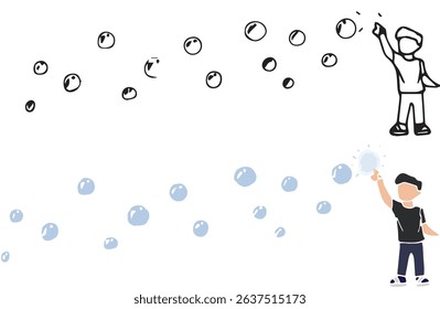 The one who breaks the bubbles that line up Vector