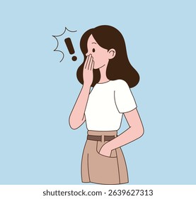 The one who covers his face with his hands because he's so surprised. minimal line illustration.