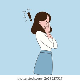 The one who covers his face with his hands because he's so surprised. minimal line illustration.