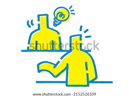 One who explains and one who convinces. Two stick figures facing each other.
