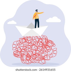 one who tries to steer a boat hoping to escape adversity, This is a set of business illustrations

