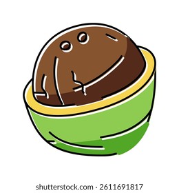 one whole coconut color icon vector. one whole coconut sign. isolated symbol illustration