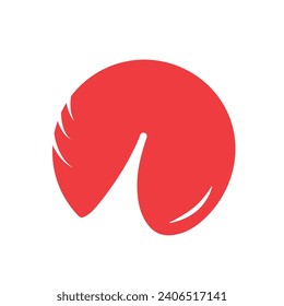 Una ilustración de icono vectorial de galletas de la fortuna con silueta de sombra de color rojo aislada en fondo blanco plano. Dibujo temático del año nuevo lunar chino.