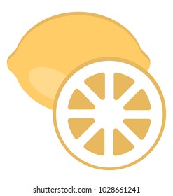 
One whole with half slice  lemon flat icon
