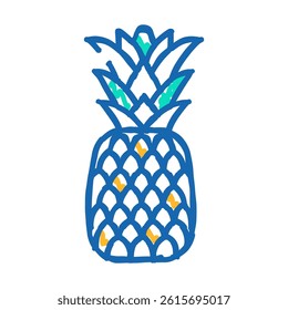 one whole pineapple doodle icon sketch vector. one whole pineapple sign. isolated symbol illustration