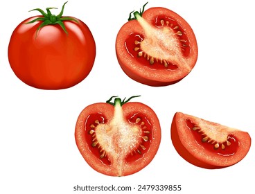 One whole tomato, cut in half