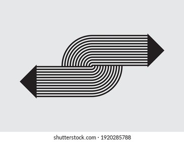 One Wide Striped Arrow In Opposite Directions