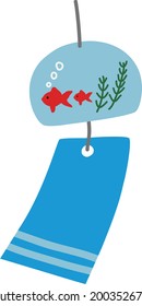 One wind chime with a picture of two goldfish