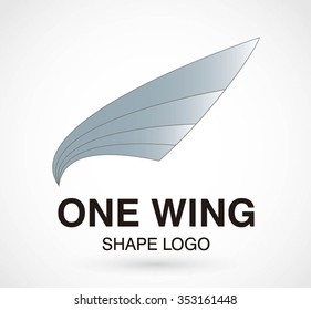 One wing with glossy feather abstract vector and logo design or template fly on the sky business icon of company identity symbol concept