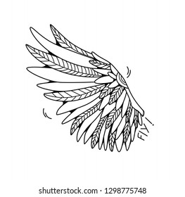 One wing isolated on white background. Cartoon vector illustration.  Can be used as stickers, prints, etc.