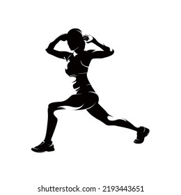 one woman exercising workout fitness aerobic exercise silhouette isolated white background
