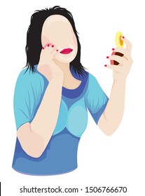 one woman with make up vector design