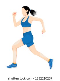one woman run exercise vector design