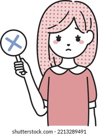 One woman showing wrong answer
