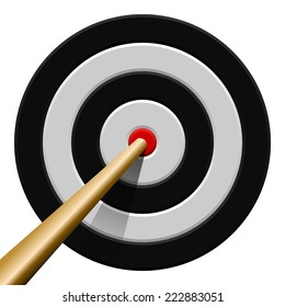One wood dart hitting the red point.