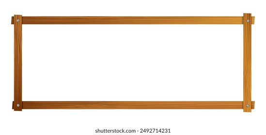 One wooden frame made by hand with nails on a white background, vector illustration.