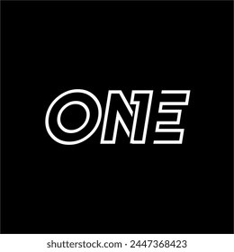 "One" word design in line art style.