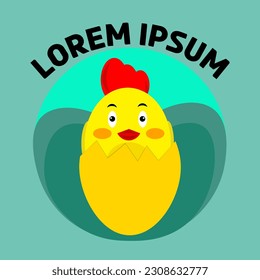 one work that I made, depicting a cute chicken character, which can be used for logos, icons, learning materials, both digital and print