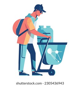 One worker design over white