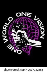 one worl one vision illustration vector streetwear design