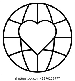 One World, One Heart, Premium charity line icon. Stroke vector illustration on a white background.