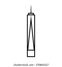One World Trade Center / Freedom Tower in New York City line art vector icon for apps and websites